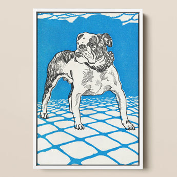 Bulldog - Moriz Jung Lithograph Dog Art Print / Canvas, 12x18’’ / 31x46cm / White Frame, Posters Prints & Visual Artwork, Toby Leon