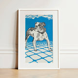Bulldog - Moriz Jung Lithograph Dog Art Print / Canvas, 12x18’’ / 31x46cm / White Frame / Matboard, Posters Prints & Visual Artwork, Toby
