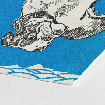 Bulldog - Moriz Jung Lithograph Dog Art Print / Canvas Stylized Black-and-white Illustration Collar Printed Textured Blue Jung’s, Leaps,