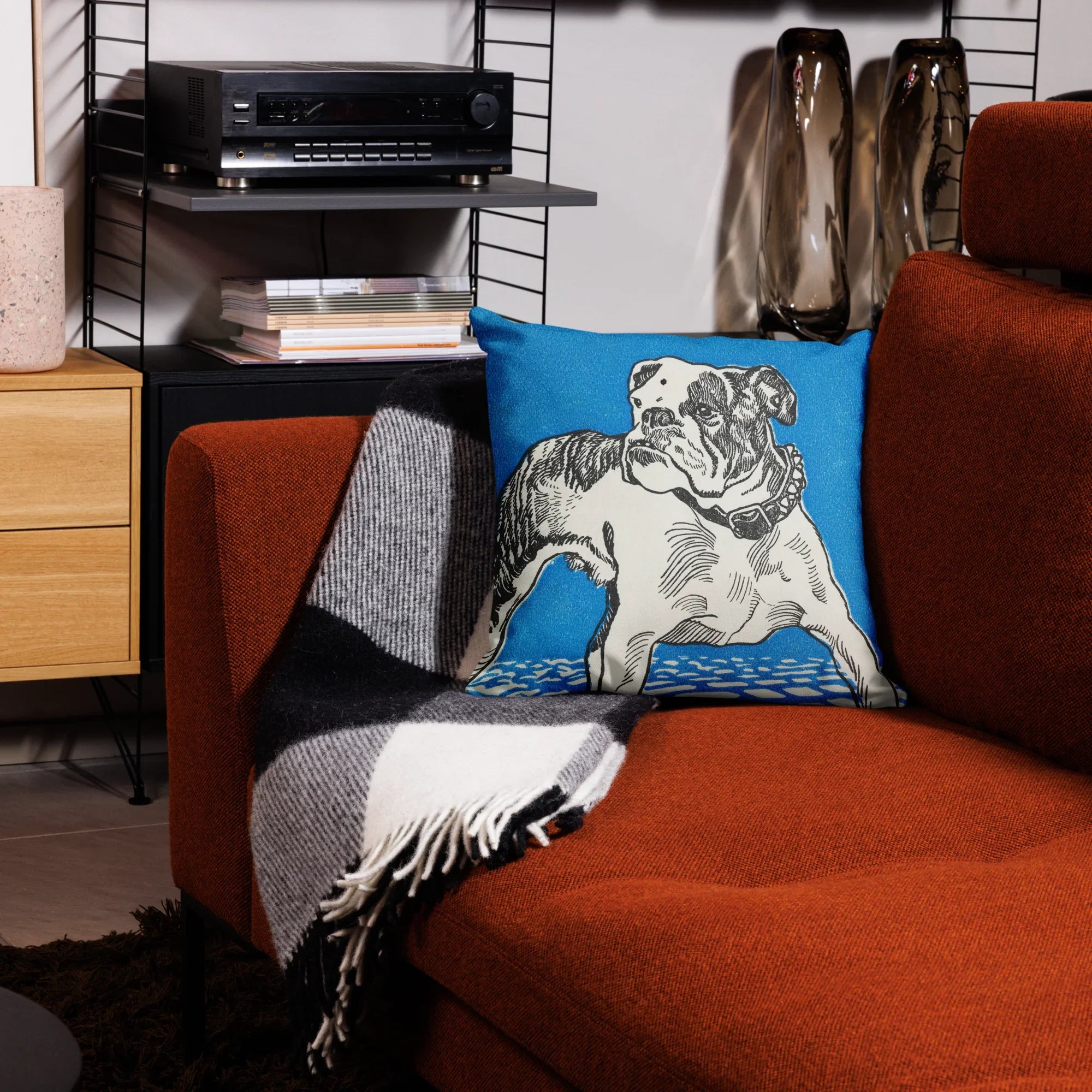 Bulldog - Moriz Jung Lithograph Dog Pillow Throw Pillows