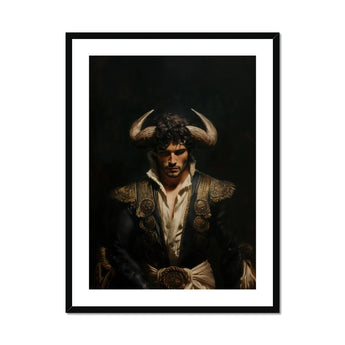 Bullish - Horny Gay Matador Art Print, Dramatic Portrait Figure Ornate Armor Horned Headdress Classical