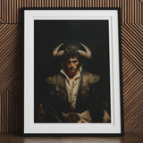 Bullish - Horny Gay Matador Art Print, 24x32’’ / 61x81cm / Unframed, Framed Portrait Person Matador Outfit Bull Horns
