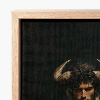 Framed Canvas Print Dark Textured Background Lower Portion Gay Matador Art, Queer Power Incarnate, Myth Meets Masculinity