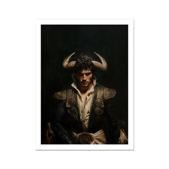 Bullish - Horny Gay Matador Art Print / Canvas Framed Portrait Man Traditional Attire Ornate Gold-embroidered Black Gay Matador Art, Queer