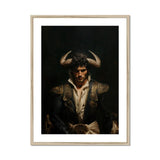 Bullish - Horny Gay Matador Art Print, Dramatic Portrait Figure Horned Headdress Ornate Dark Clothing