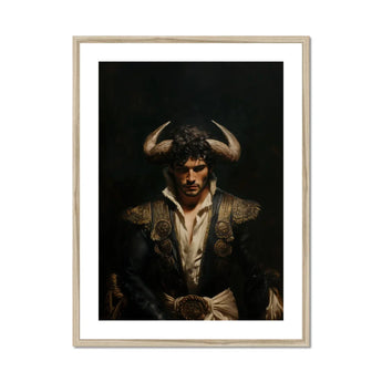 Bullish - Horny Gay Matador Art Print, Dramatic Portrait Figure Horned Headdress Ornate Dark Clothing