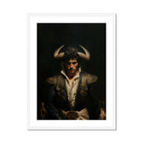 Bullish - Horny Gay Matador Art Print, Dramatic Portrait Matador Traditional Ornate Costume Horned Headdress