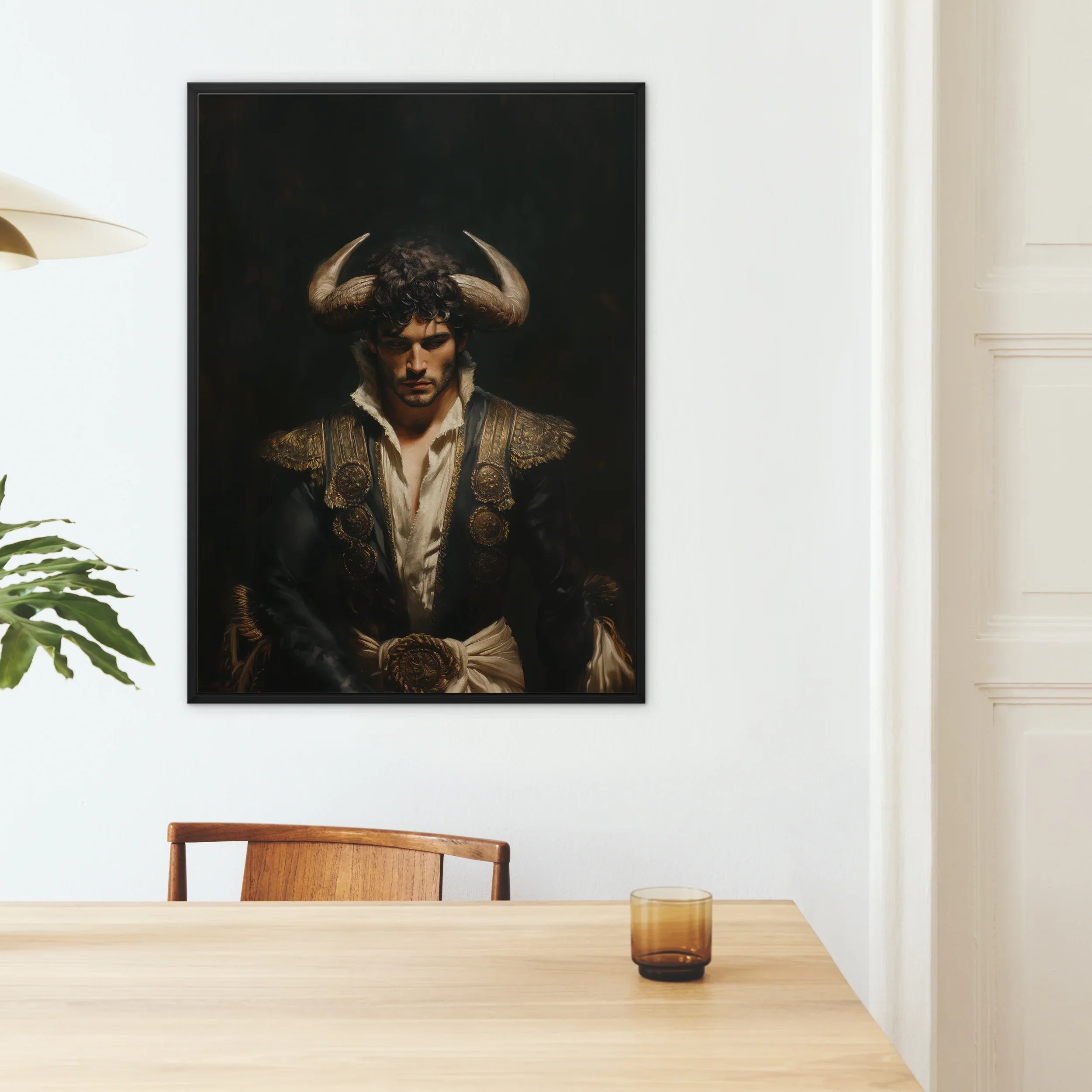 Bullish - Horny Gay Matador Framed Canvas, Framed Minotaur Portrait