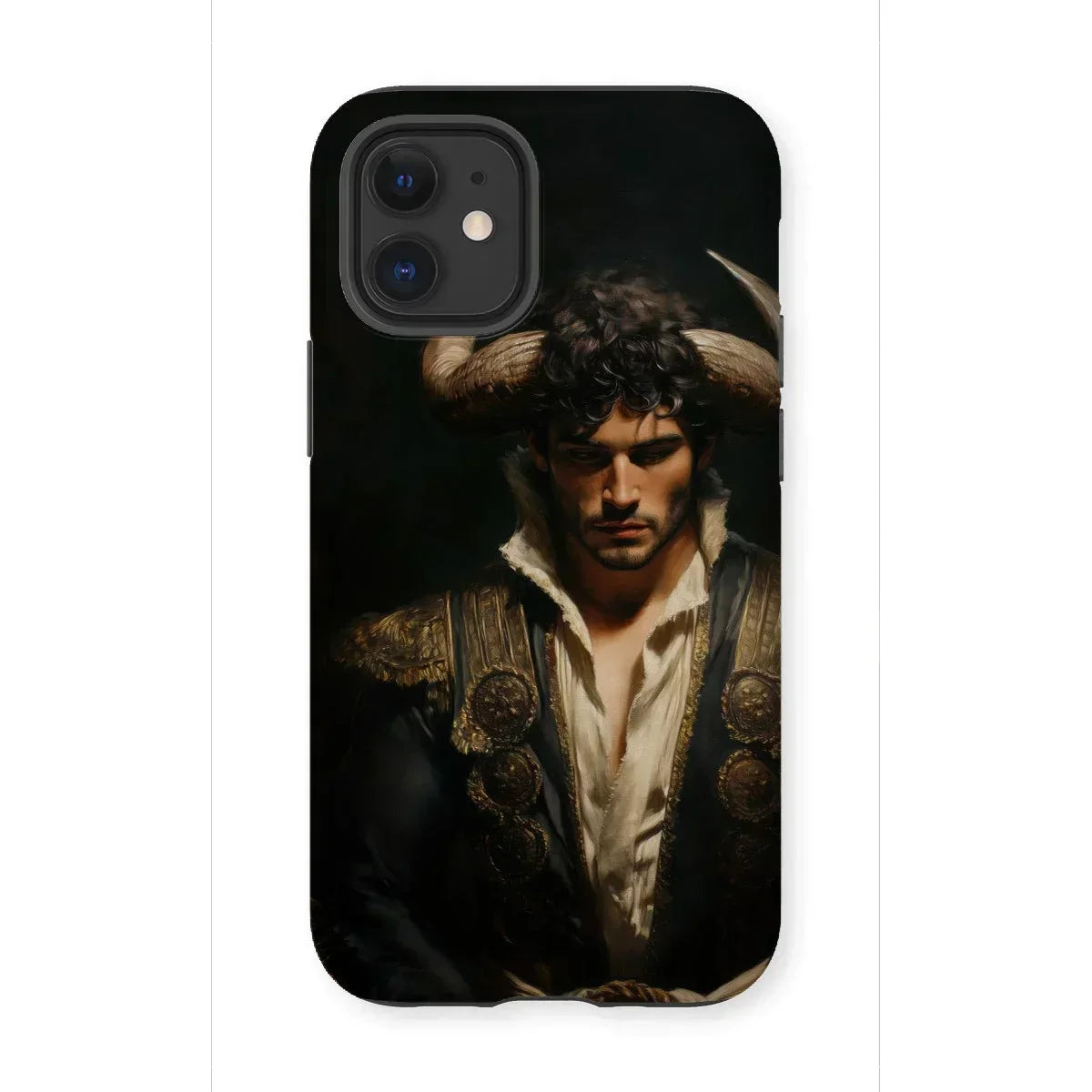 Bullish - Horny Gay Matador Iphone Case, 12 Mini / Matte, Phone Case Dramatic Portrait Person Horned Headdress Ornate