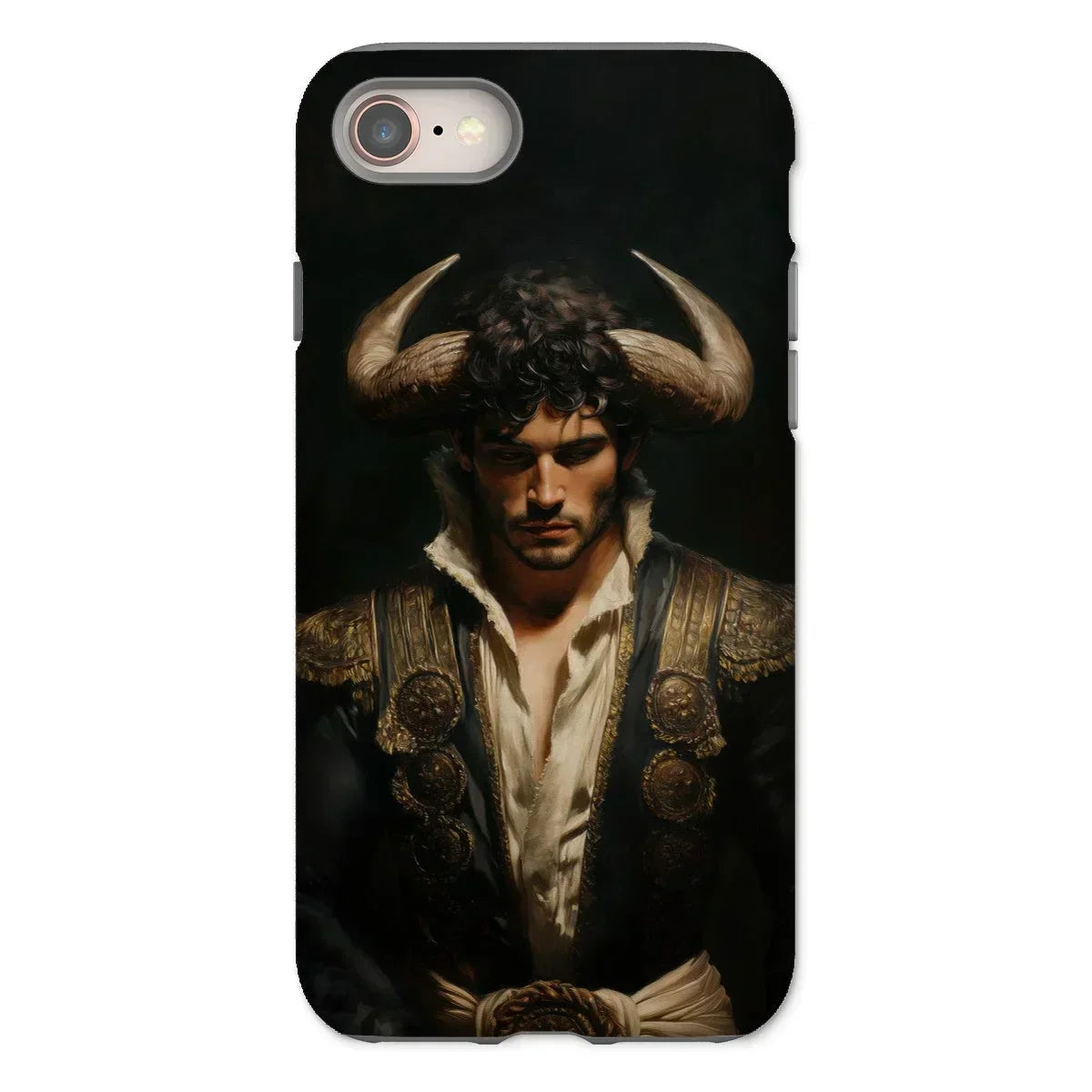 Bullish - Horny Gay Matador Iphone Case, 8 / Matte, Phone Case Dramatic Portrait Matador Horned Headdress