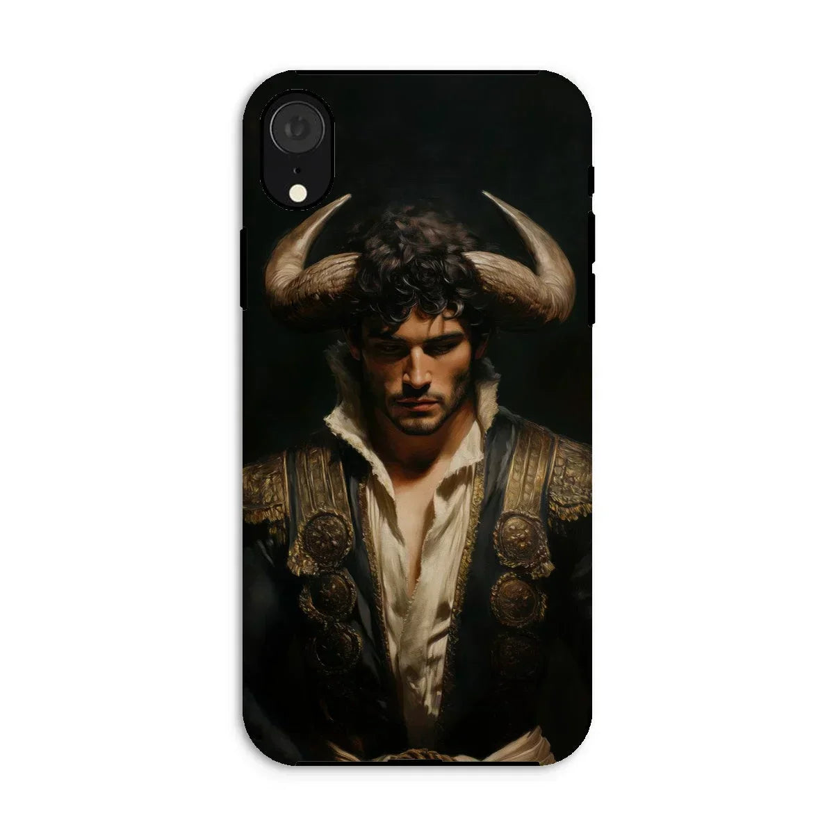 Bullish - Horny Gay Matador Iphone Case, Xr / Matte, Phone Case Dramatic Portrait Person Horns Ornate Clothing