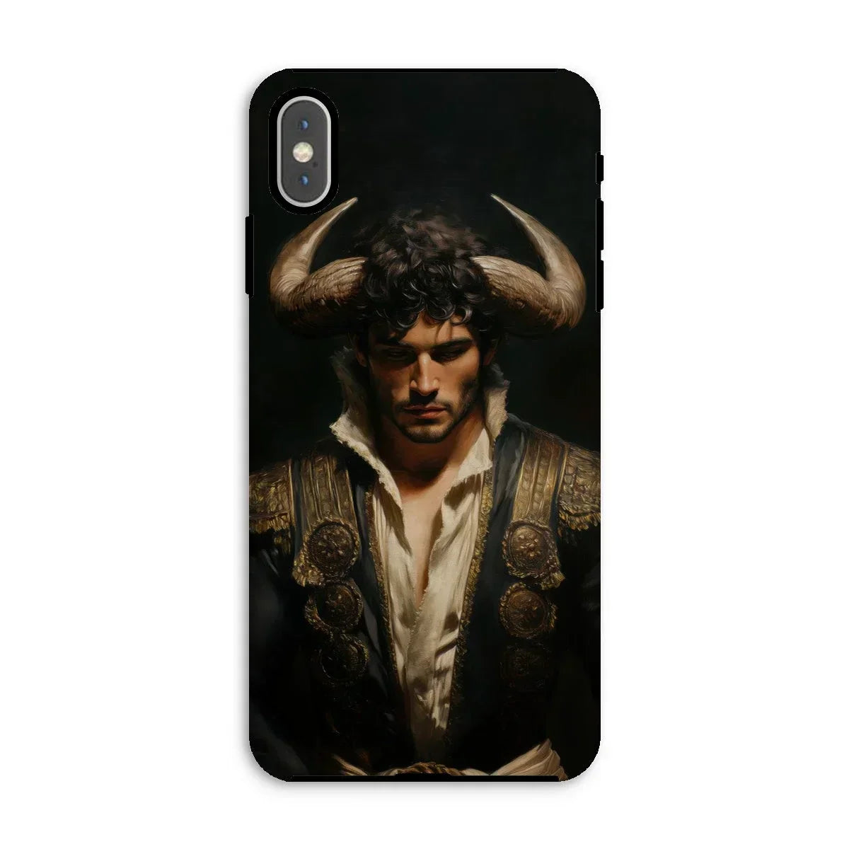 Bullish - Horny Gay Matador Iphone Case, Xs Max / Matte, Phone Case Dramatic Portrait Person Horned Headdress Ornate