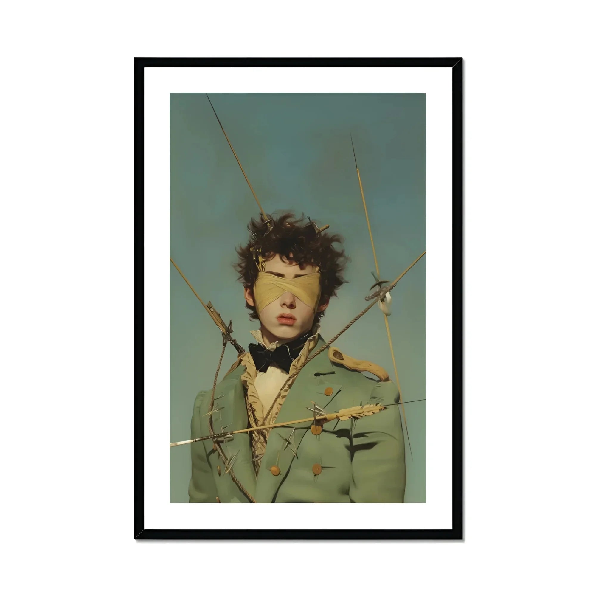 Bullseye - Surreal 18th Century Gay Military Art Print, Framed Portrait Blindfolded Person