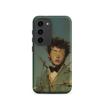 Bullseye - Neo-baroque Gay Military Phone Case Samsung Galaxy S23 / Matte Phone Case Detailed Illustration Young Man Curly Dark Gay