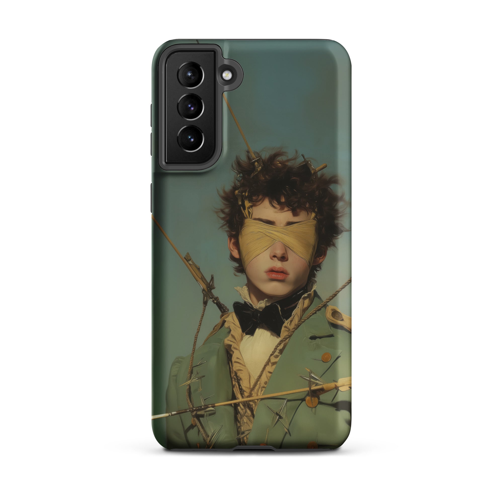 Bullseye Neo Baroque Gay Military Samsung Case, Galaxy S21 Plus / Matte, Smartphone Dark Teal Case Painting Blindfolded Person Wrapped