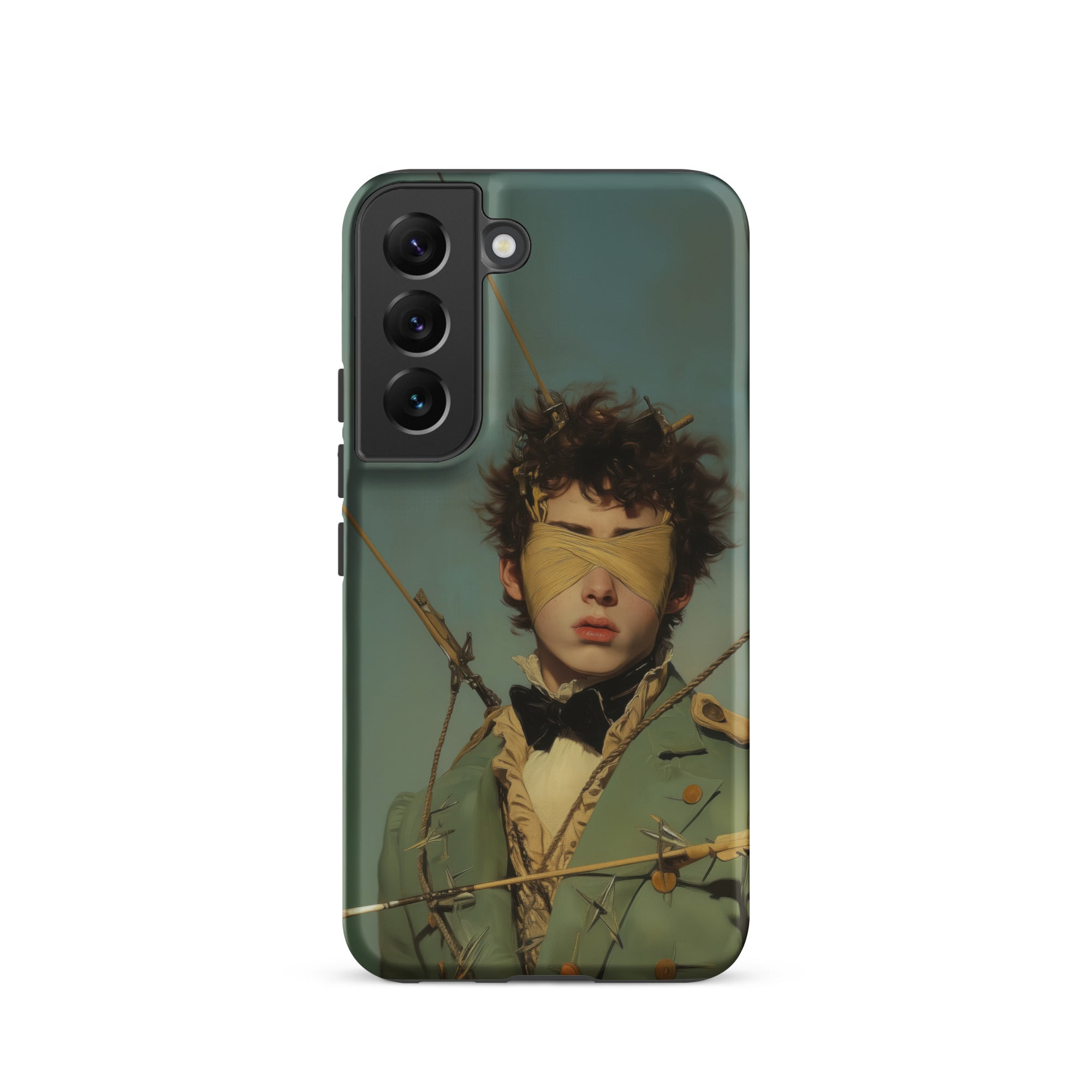 Bullseye Neo Baroque Gay Military Samsung Case, Galaxy S22 / Matte, Smartphone Case Blindfolded Figure Military Style Jacket Impaled Arrows