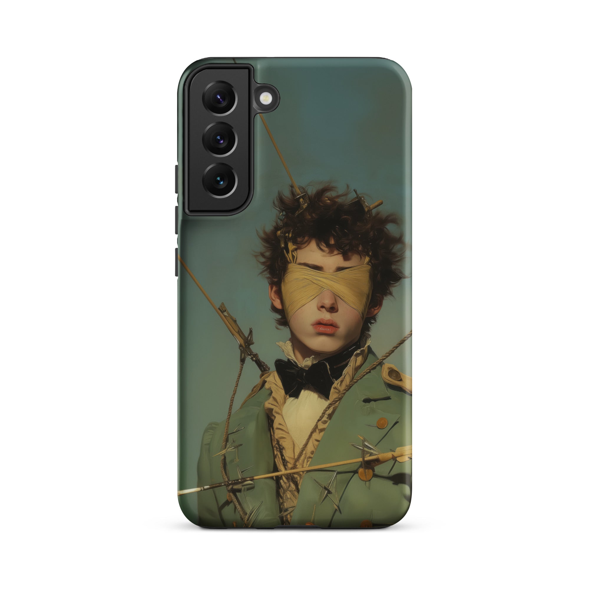 Bullseye Neo Baroque Gay Military Samsung Case, Galaxy S22 Plus / Matte, Dark Edged Smartphone Case Stylized Portrait Blindfolded Person