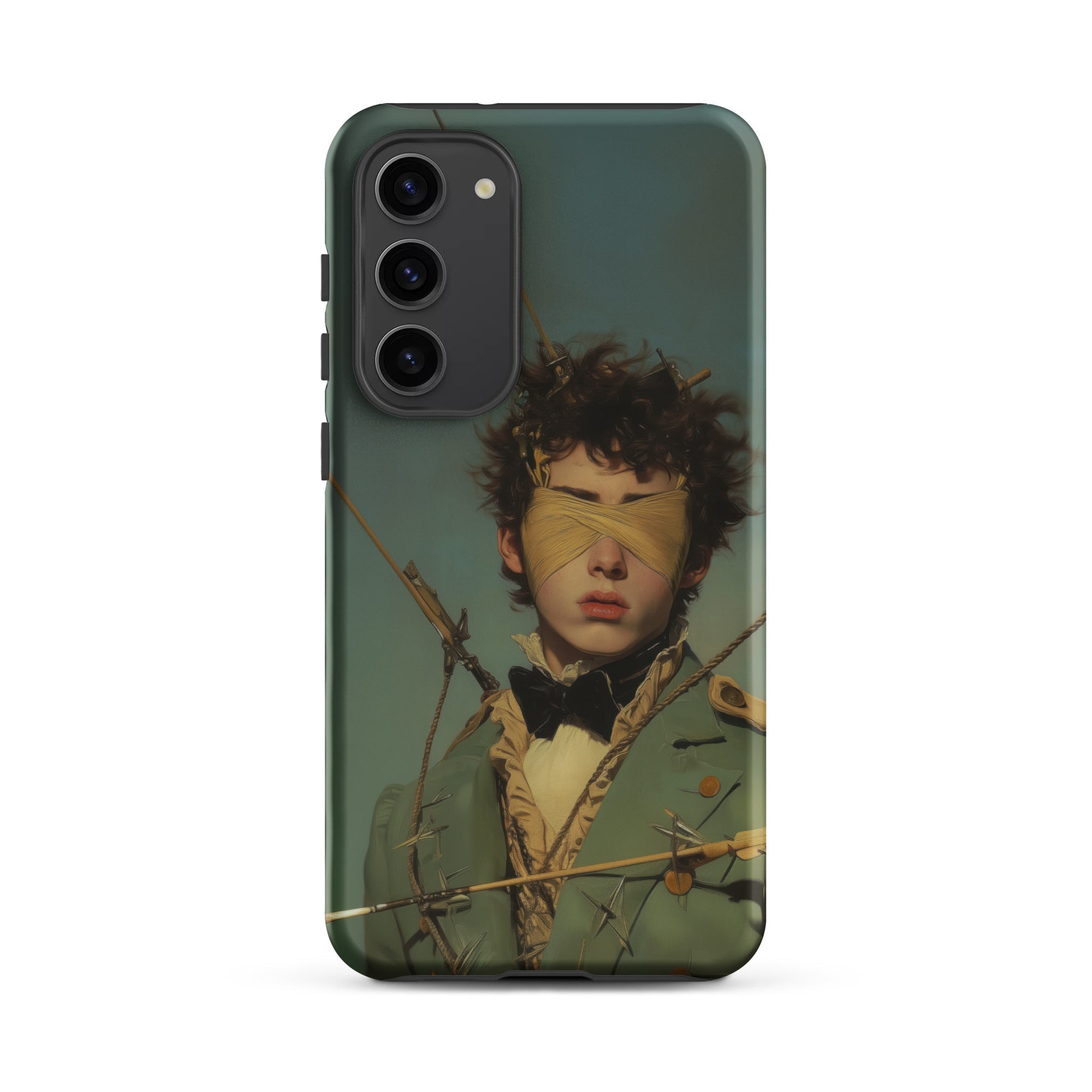 Bullseye Neo Baroque Gay Military Samsung Case, Galaxy S23 Plus / Matte, Smartphone Case Blindfolded Figure Entangled Barbed Wire