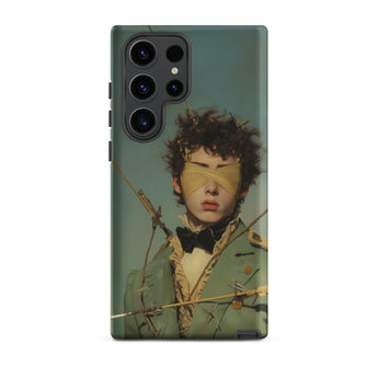 Bullseye - Neo-baroque Gay Military Samsung Case, Galaxy S23 Ultra / Matte, Smartphone Case Blindfolded Figure Green Jacket