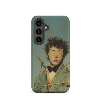 Bullseye - Neo-baroque Gay Military Samsung Case, Galaxy S24 / Matte, Smartphone Case Stylized Portrait Blindfolded Person Suitable Mobile