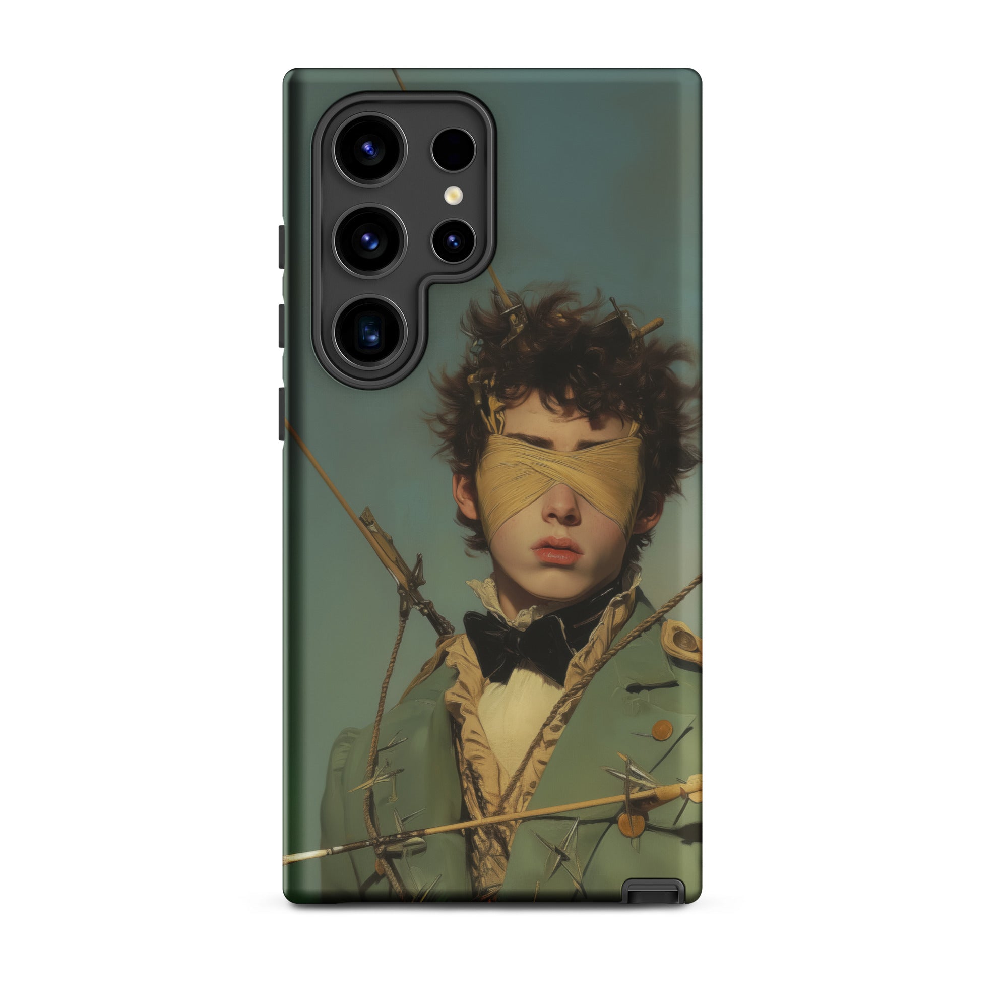 Bullseye Neo Baroque Gay Military Samsung Case, Galaxy S24 Ultra / Matte, Smartphone Dark Green Case Painting Blindfolded Person Arrows
