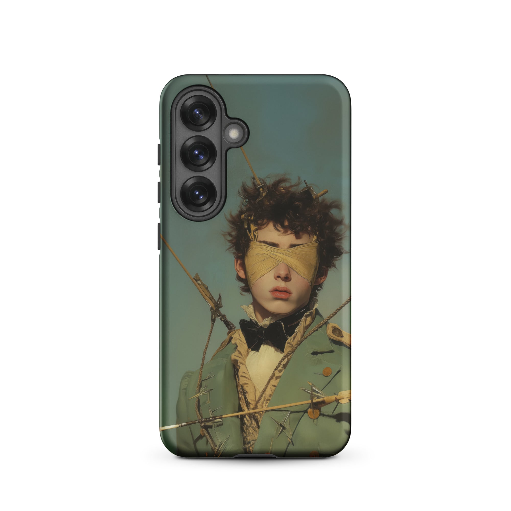 Bullseye Neo Baroque Gay Military Samsung Case, Galaxy S25 / Matte, Smartphone Case Printed Blindfolded Figure Pierced Arrows