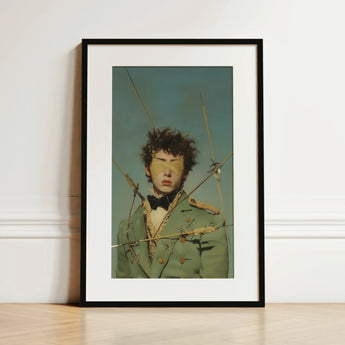 Bullseye - Surreal 18th Century Gay Military Art Print / Canvas Black-framed Art Print Portrait Person Olive-green Military-style Coat