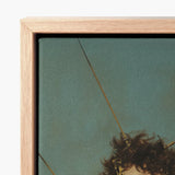 Framed Canvas Print Textured Teal Background Dark Curly Saint Sebastian, Surreal 18th Century, Gay Military Art