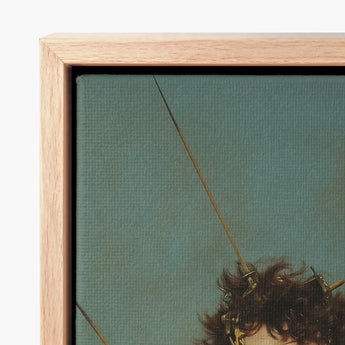 Framed Canvas Print Textured Teal Background Dark Curly Saint Sebastian, Surreal 18th Century, Gay Military Art