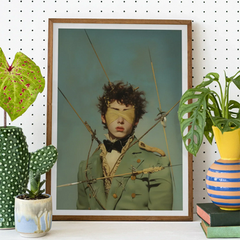 Bullseye - Surreal 18th Century Gay Military Art Print / Canvas Framed Portrait Blindfolded Person Saint Sebastian, Surreal Century, Gay