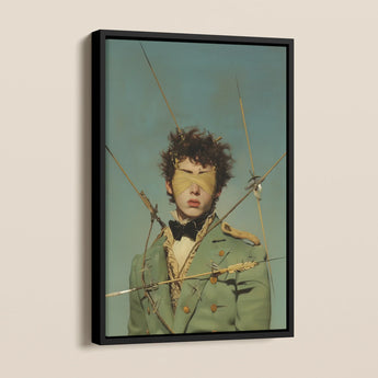 Bullseye Surreal 18th Century Gay Soldier Framed Canvas, Framed Portrait Blindfolded Person