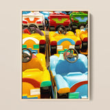 Bumper to Giclée Print / Canvas Framed Poster Vibrant Colorful Array Plastic Toy Race Bumper Giclée Print, Waking Dream, Print