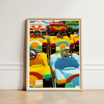 Bumper to - Dodgem Cars Art Print / Canvas Framed Vibrant Colorful Array Toy Race Giclée, Waking Dream, Prints