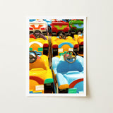 Bumper to - Dodgem Cars Art Print / Canvas Framed Vibrant Array Colorful Plastic Children’s Ride-on Giclée, Waking Dream, Prints