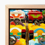 Bumper to - Dodgem Cars Art Print / Canvas Vibrant Colorful Toy Race Black Wheels Glossy Giclée, Waking Dream, Prints