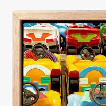 Bumper to - Dodgem Cars Art Print / Canvas Vibrant Colorful Toy Race Black Wheels Glossy Giclée, Waking Dream, Prints