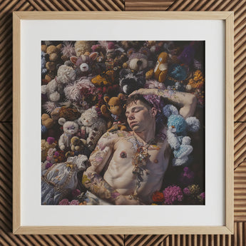 Bunked Twunk - Trashy Lowbrow Gay Punk Art Print / Canvas, 12x12’’ / 31x31cm / Natural Frame / Matboard, Posters Prints & Visual Artwork,