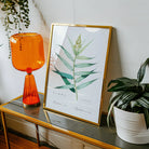 Bush Cane - Pierre-joseph Redouté Botanist Art Print, 18’’x24’’ / Unframed, Orange Glass Table Lamp Ribbed Base Cylindrical Shade