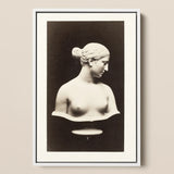 Bust of Greek Slave - Hiram Powers Art Print / Canvas Framed Black-and-white Photograph Classical Marble Bust Sculpture Woman Hiram Powers,