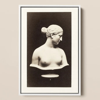 Bust of Greek Slave - Hiram Powers Art Print / Canvas Framed Black-and-white Photograph Classical Marble Bust Sculpture Woman Hiram Powers,