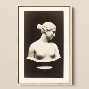 Bust of Greek Slave - Hiram Powers Art Print / Canvas Framed Black-and-white Photograph Classical Marble Bust Sculpture Woman Hiram Powers,