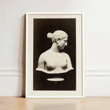 Bust of Greek Slave - Hiram Powers Art Print / Canvas Framed Black-and-white Photographic Classical Marble Sculpture, Young Woman Tilts,