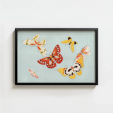 Framed Artwork Collection Colorful Stylized Butterflies Red Yellow Kamisaka Sekka’s Vibrant, Japan’s Artistic Renaissance, Chō Senshu