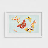 Butterflies - Kamisaka Sekka Cho Senshu Art Print / Canvas Framed Artwork Collection Colorful Illustrated Reds Yellows Sekka’s Vibrant,