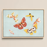 Butterflies - Kamisaka Sekka Cho Senshu Art Print / Canvas Framed Artwork Collection Colorful Stylized Butterflies Red Yellow Kamisaka