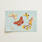 Butterflies - Kamisaka Sekka Cho Senshu Art Print / Canvas Rectangular Light Blue Card Vibrant Illustration Multiple Butterflies Kamisaka