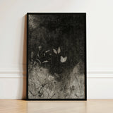 Black-framed Artwork Delicate White Butterflies Amidst Textured Monochromatic William Baxter Closson, Art Print, Meadow Stems