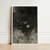 Framed Black-and-white Artwork Delicate Butterflies Wild Grasses Moody William Baxter Closson, Art Print, Meadow Stems