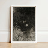 Framed Black-and-white Artwork Delicate Butterflies Amidst Grassy Terrain William Baxter Closson, Art Print, Meadow Stems