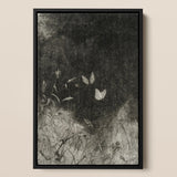 Butterflies - William Baxter Closson Art Print / Canvas Black-framed Artwork Two White Butterflies Amidst Tall Grass William Baxter